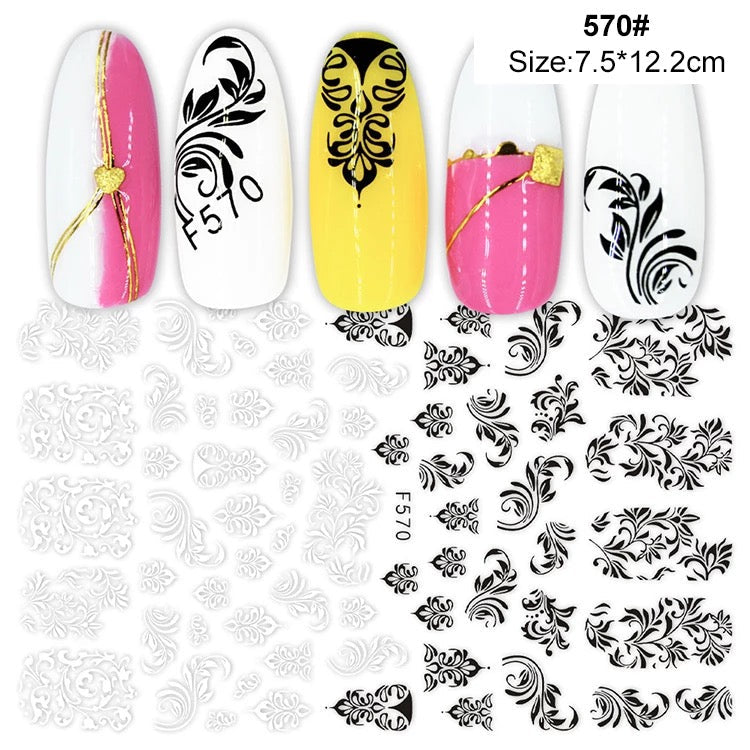 Deb’s Decals -  Black & White Filigree F570