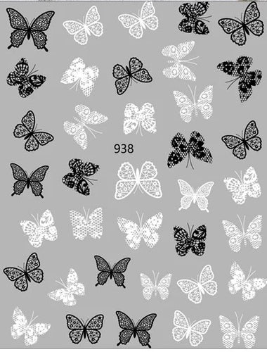 Deb’s Decals - B&W Lace Butterflies 938