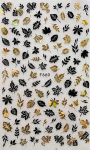 NEW! Pasties - Holo Leaves - Black & Gold SOLID Center