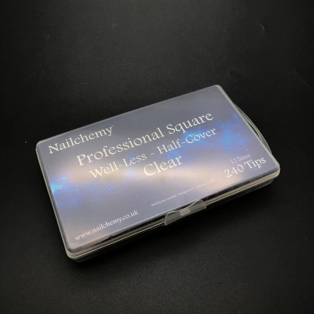 Professional Nail Tips - Half Cover - Square - Clear - 240 Tips